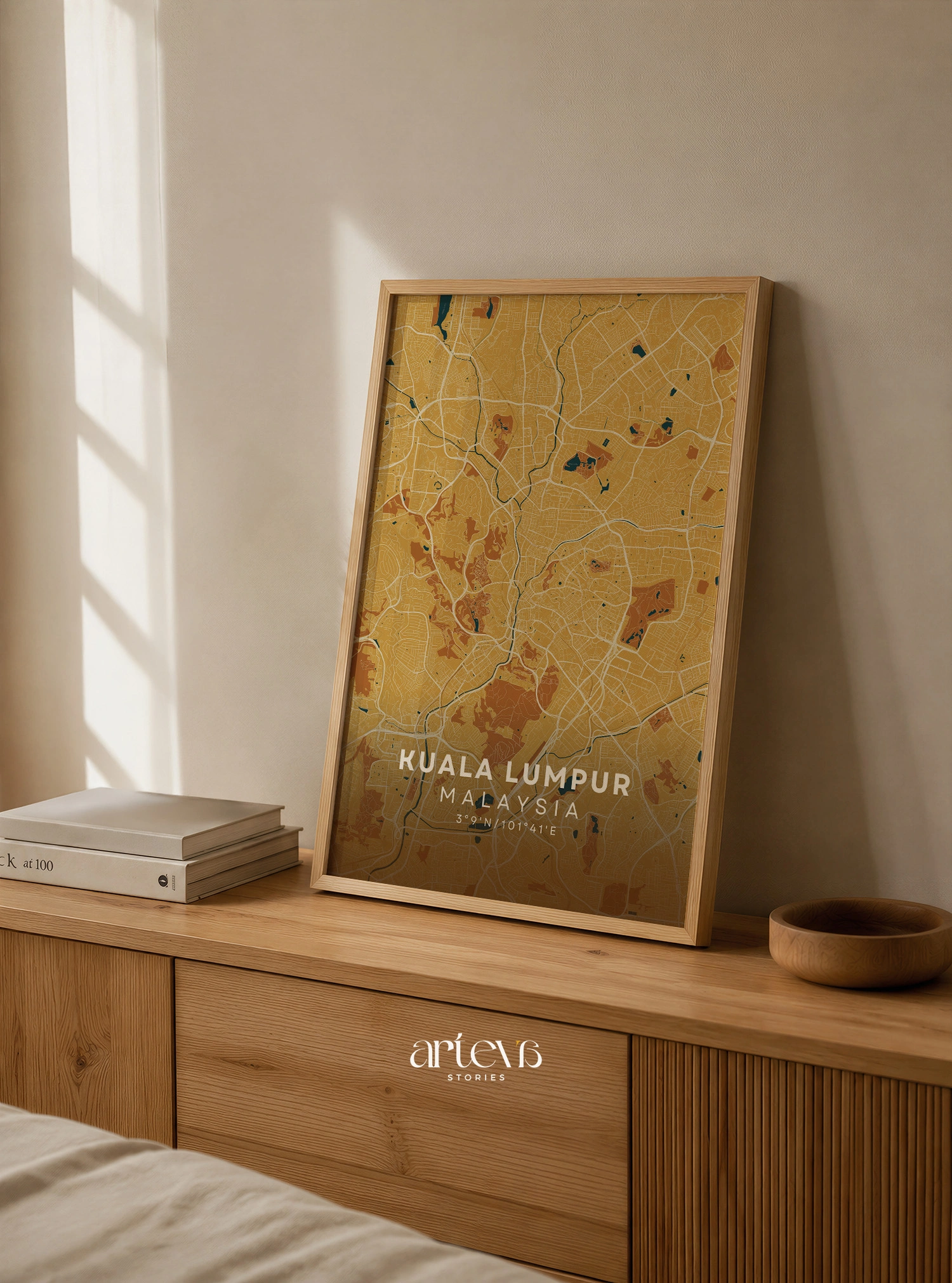 Kuala Lumpur City Map Malaysia – Desert Sand Minimalist Wall Art - Image 5