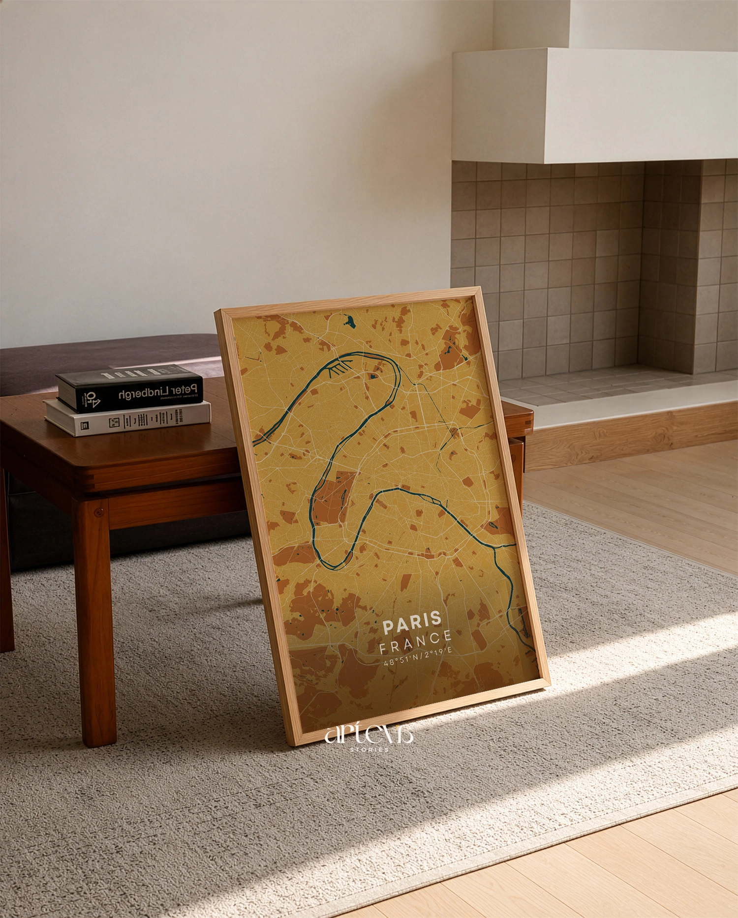 Paris City Map France – Desert Sand Minimalist Wall Art - Image 2