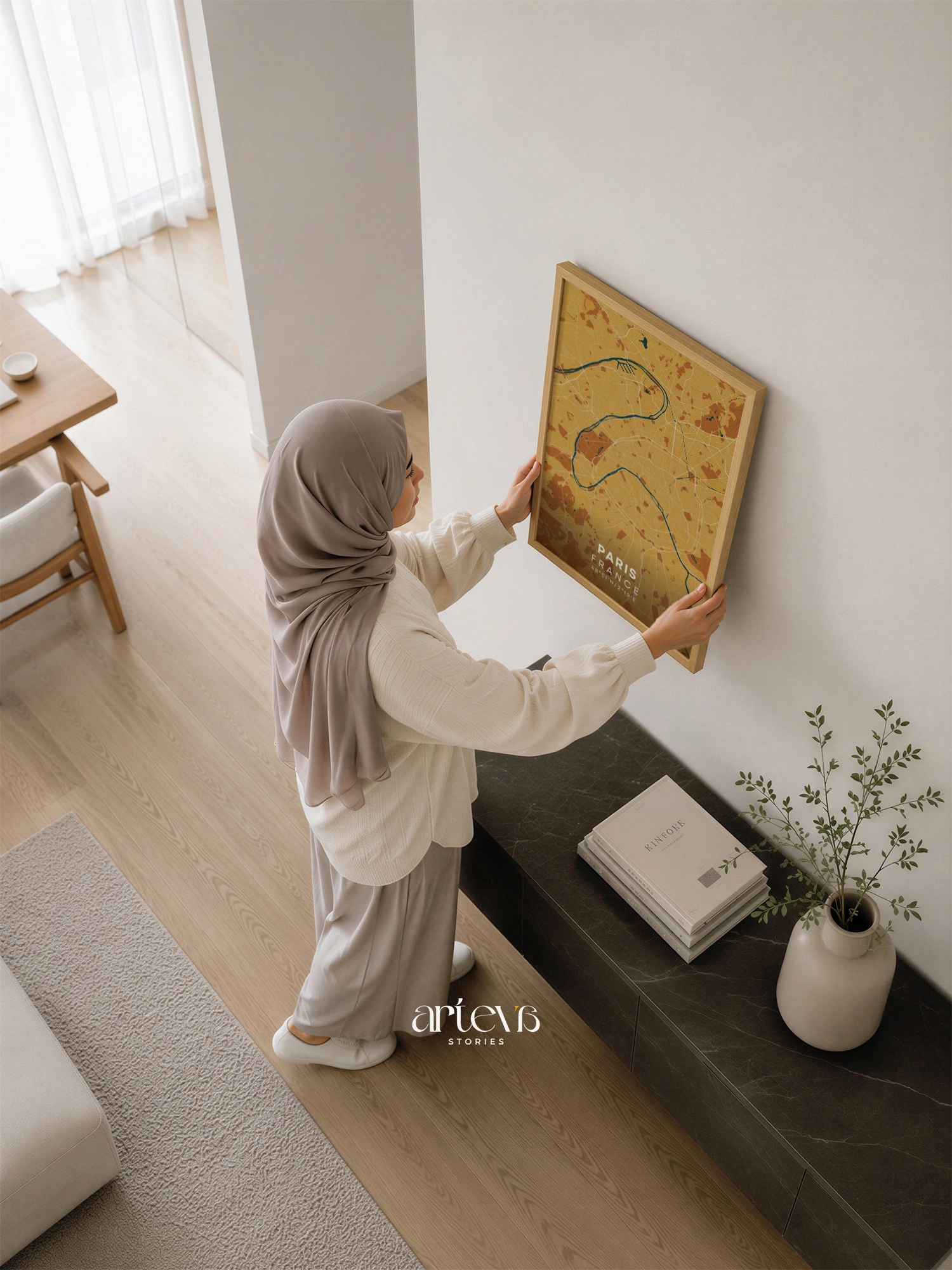Paris City Map France – Desert Sand Minimalist Wall Art - Image 7