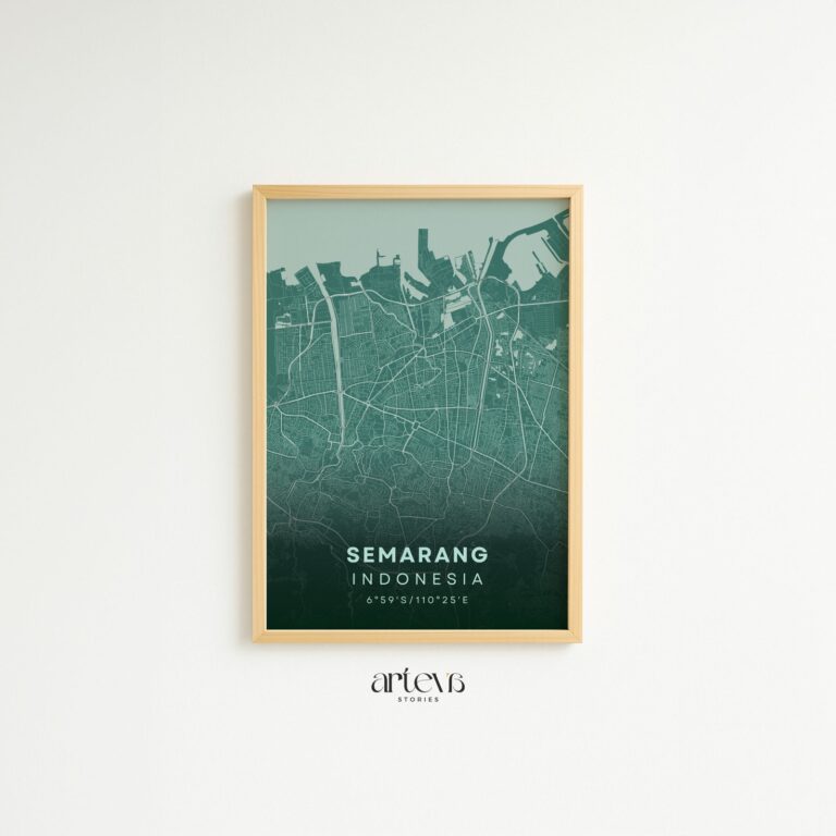Semarang (Indonesia) City Map – Emerald Breeze City Wall Art