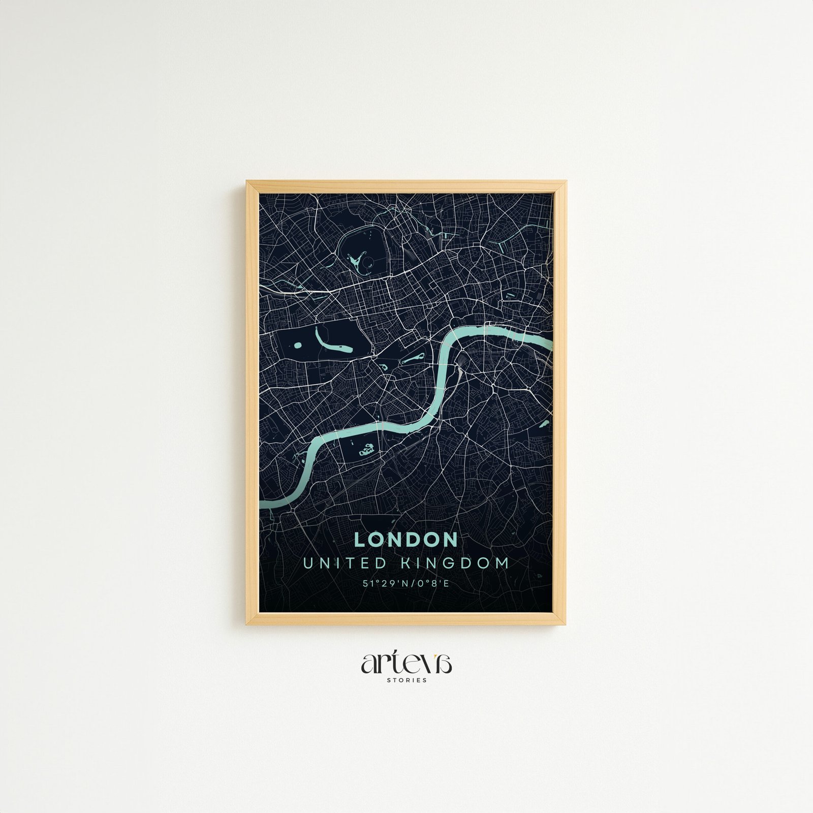 London (United Kingdom) City Map – Midnight Navy City Wall Art - Image 2