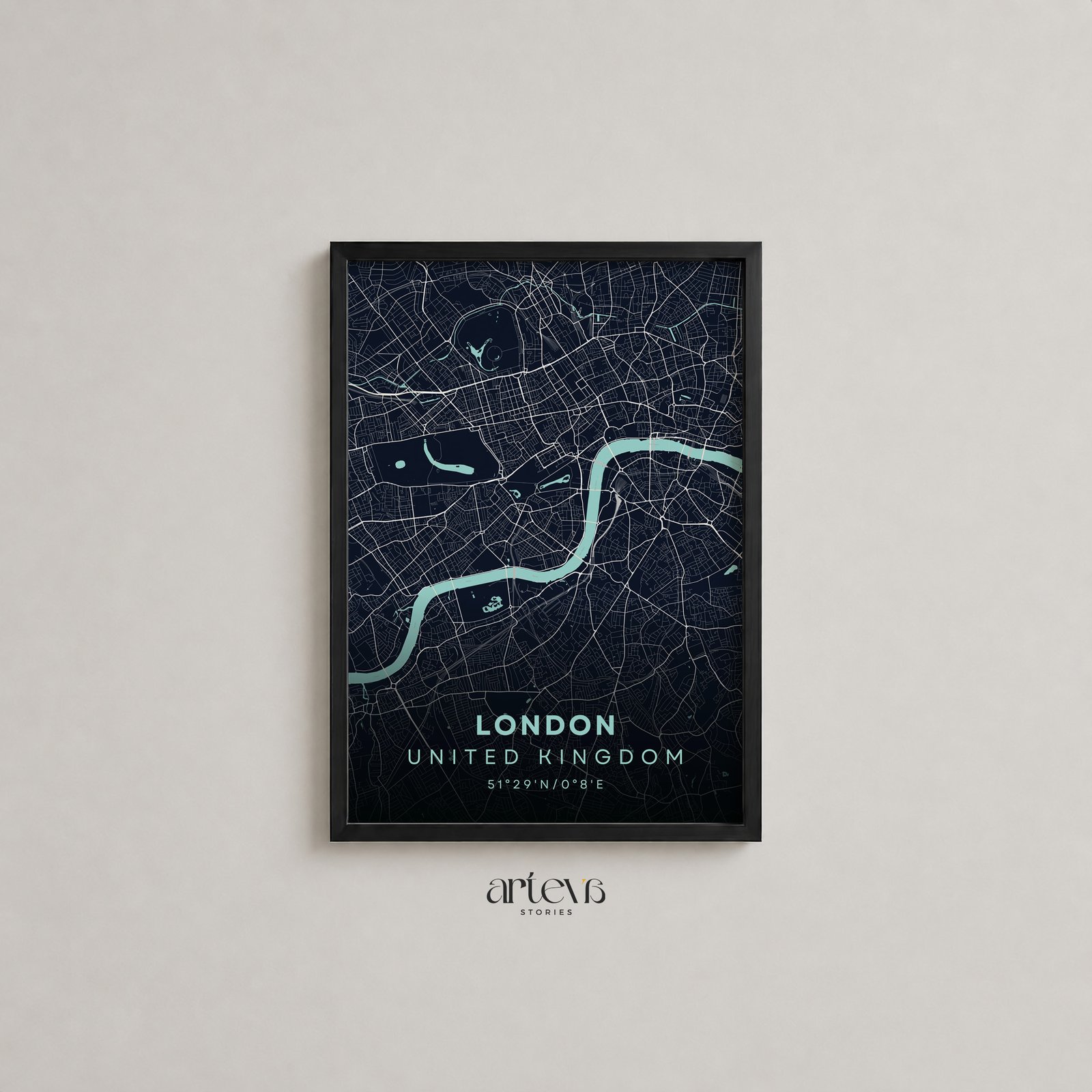 London (United Kingdom) City Map – Midnight Navy City Wall Art - Image 3