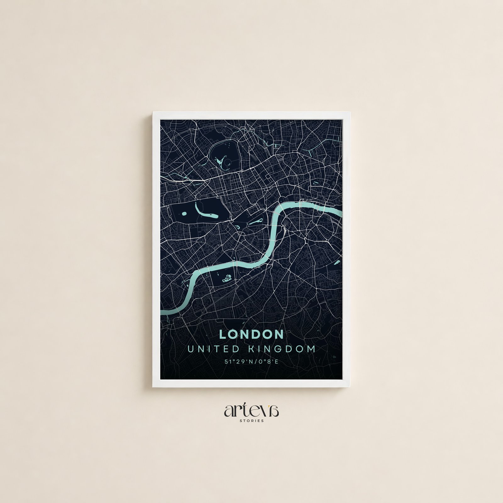 London (United Kingdom) City Map – Midnight Navy City Wall Art - Image 4