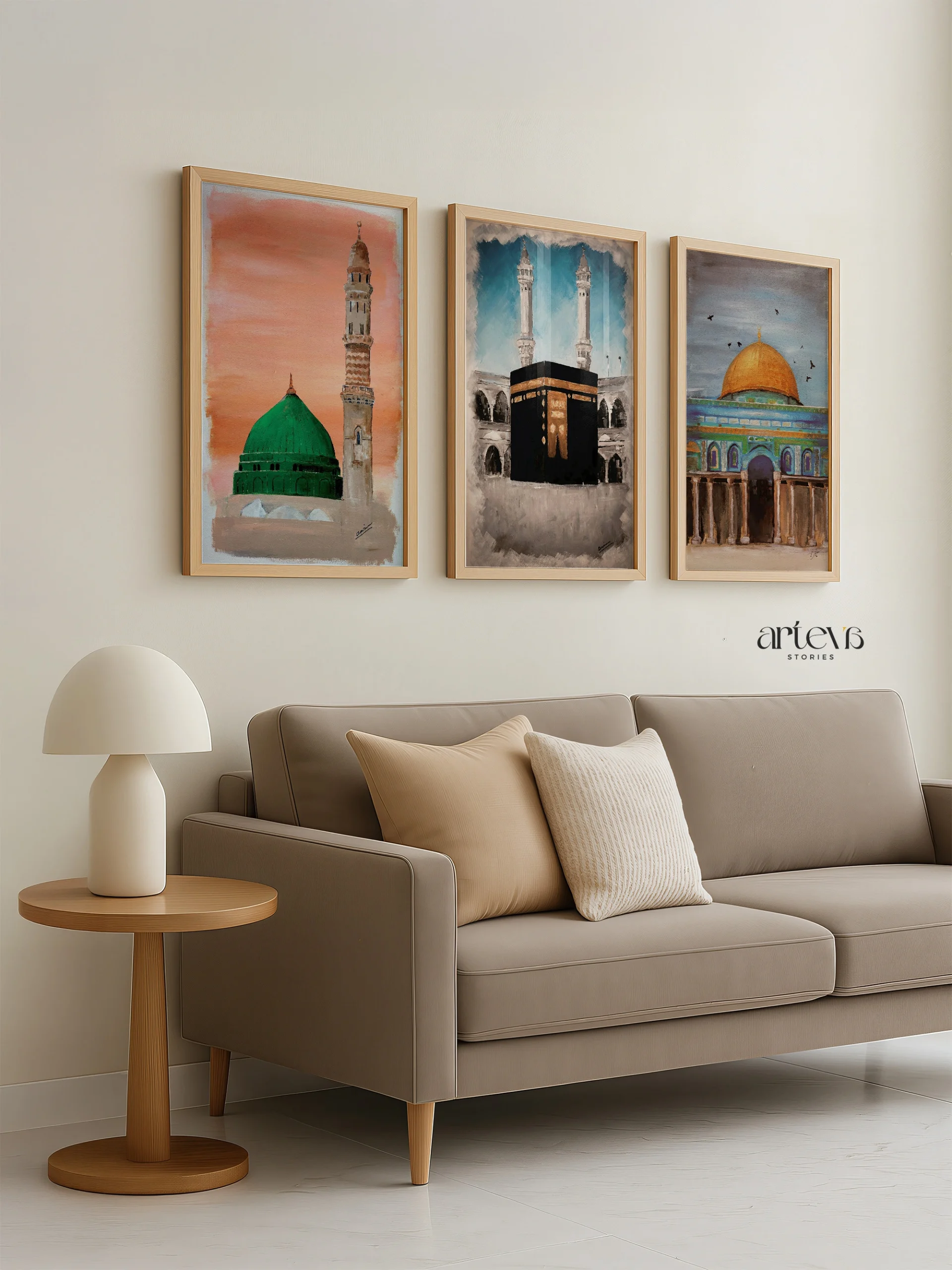 Set of 3 Abstract Islamic Landmarks – Kaaba, Masjid Nabawi & Dome of the Rock - Image 8