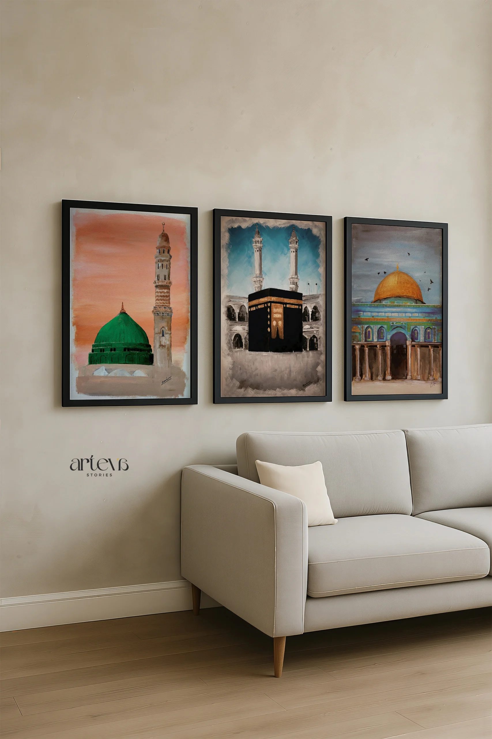 Set of 3 Abstract Islamic Landmarks – Kaaba, Masjid Nabawi & Dome of the Rock - Image 7