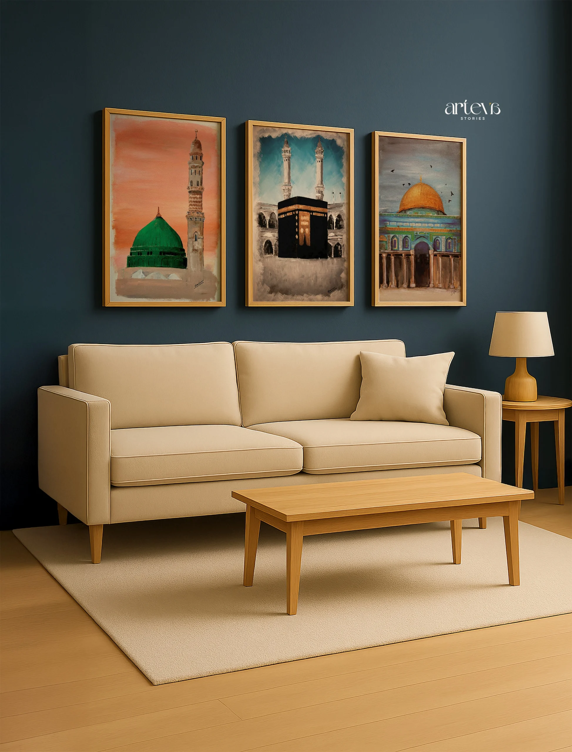 Set of 3 Abstract Islamic Landmarks – Kaaba, Masjid Nabawi & Dome of the Rock - Image 6