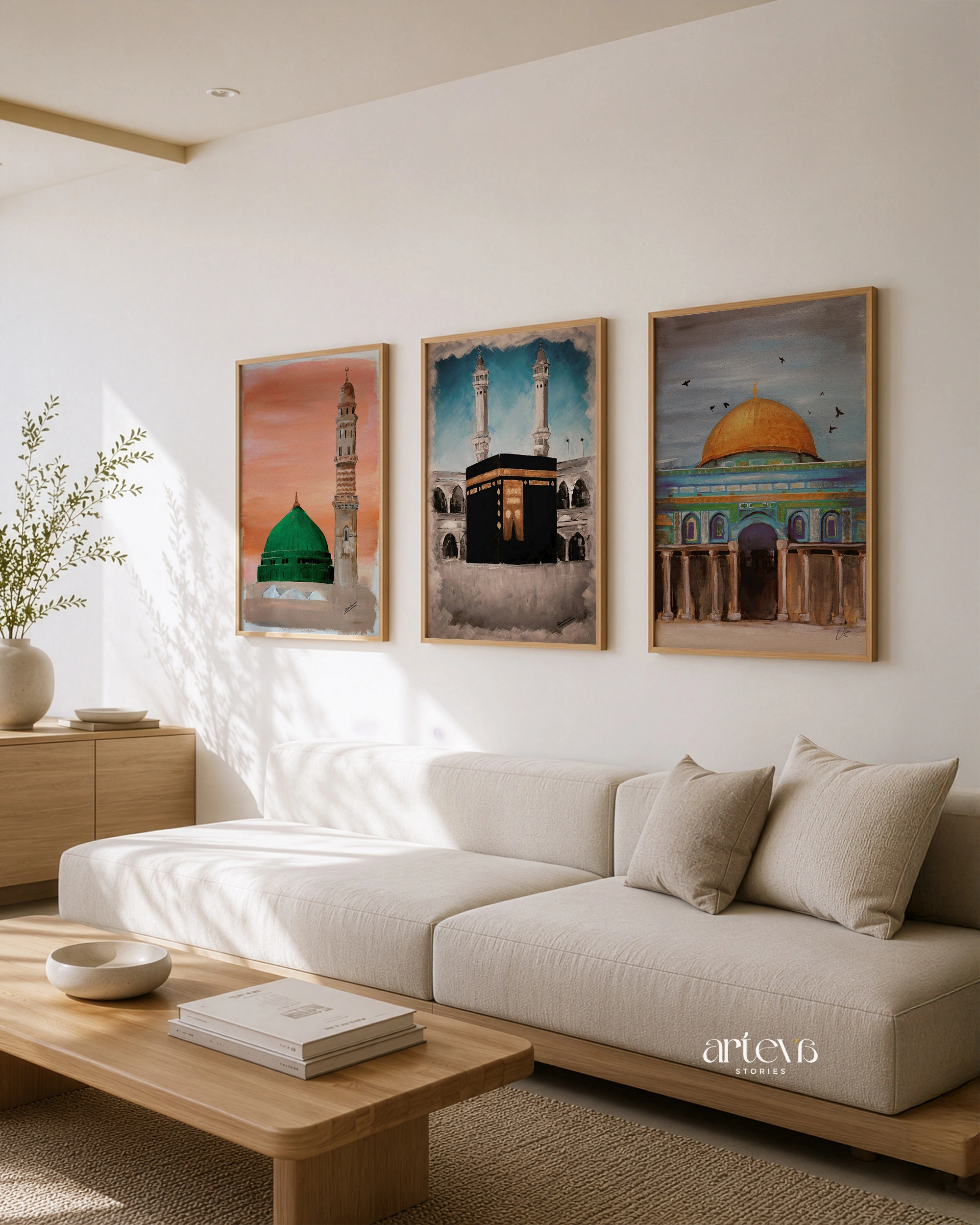 Set of 3 Abstract Islamic Landmarks – Kaaba, Masjid Nabawi & Dome of the Rock - Image 5