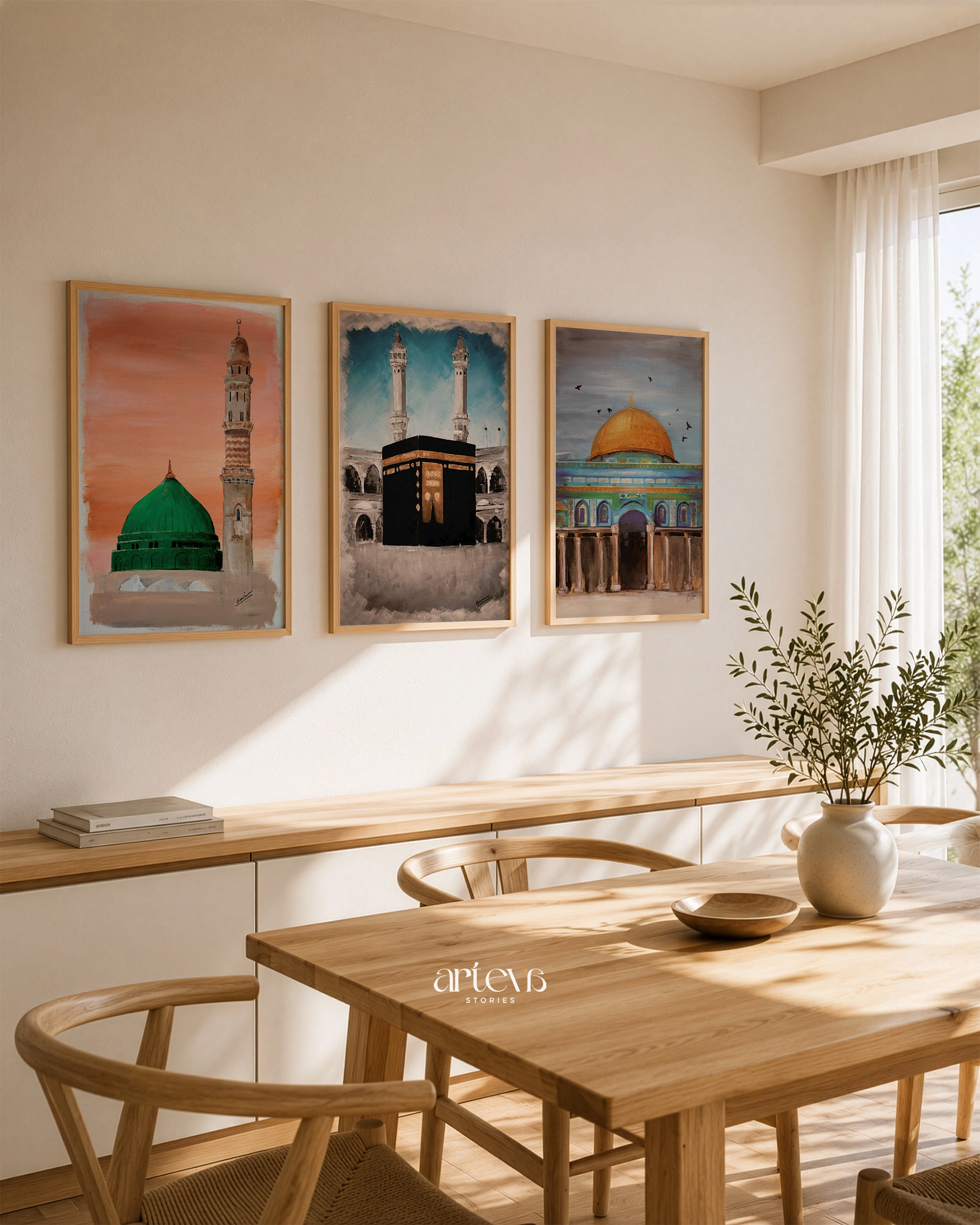 Set of 3 Abstract Islamic Landmarks – Kaaba, Masjid Nabawi & Dome of the Rock - Image 4