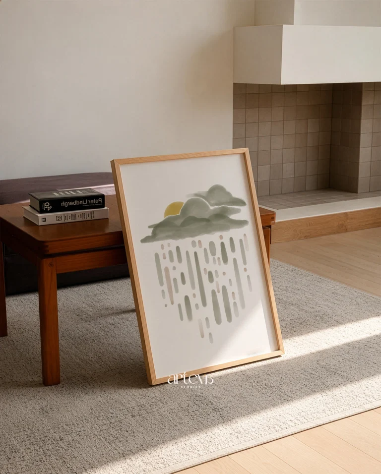 Cloud Rain Minimal Watercolour Wall Art