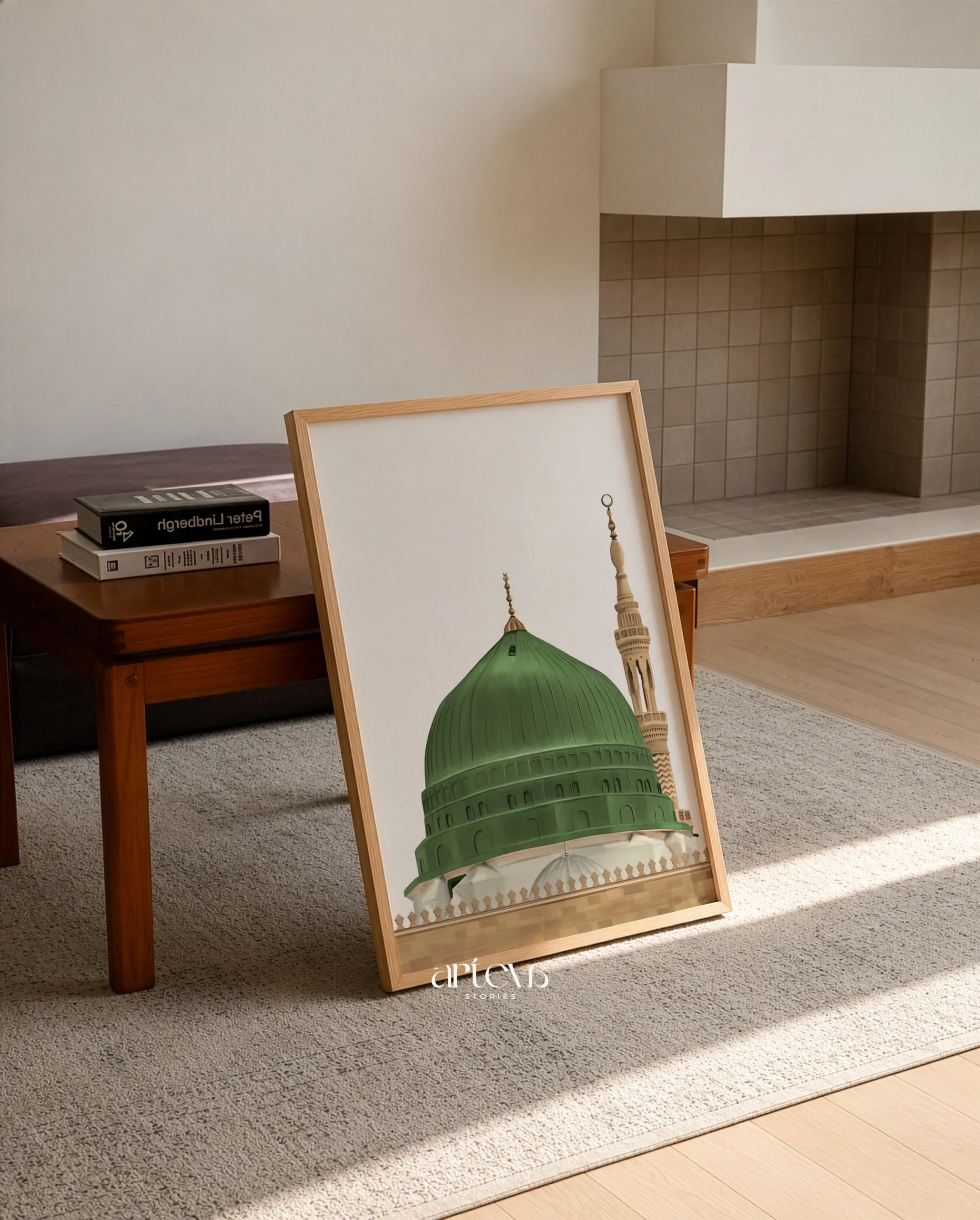 Prophet's Mosque Minimalist Painting – Green Dome Madinah - Image 8