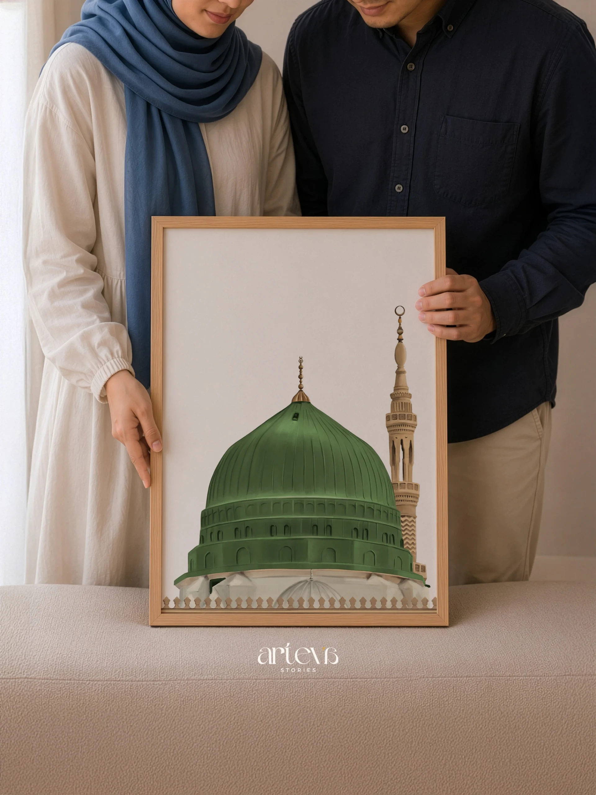 Prophet's Mosque Minimalist Painting – Green Dome Madinah - Image 6