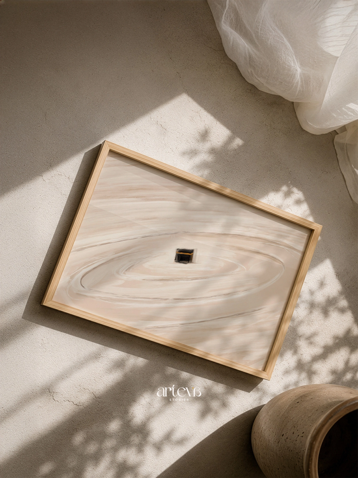 Abstract Tawaf Kaaba (Landscape) – Minimal Beige - Image 3